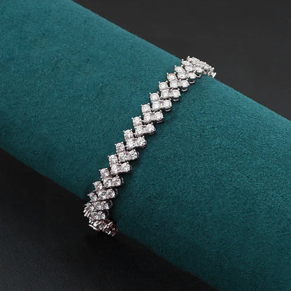 Women's S925 Moissanite V Link Baguette Tennis Diamond Bracelet