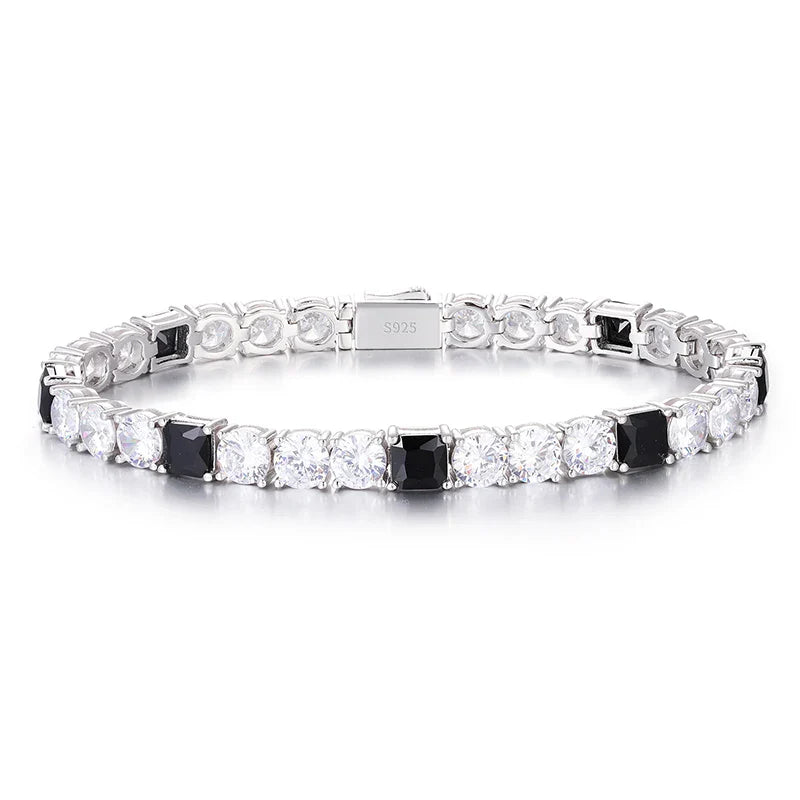 S925 Moissanite Tennis Black Center Gemstone Diamond Bracelet - 6mm