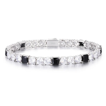 S925 Moissanite Tennis Black Center Gemstone Diamond Bracelet - 6mm