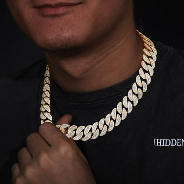 12-22mm S925 Moissanite Raised Curb Cuban Chain