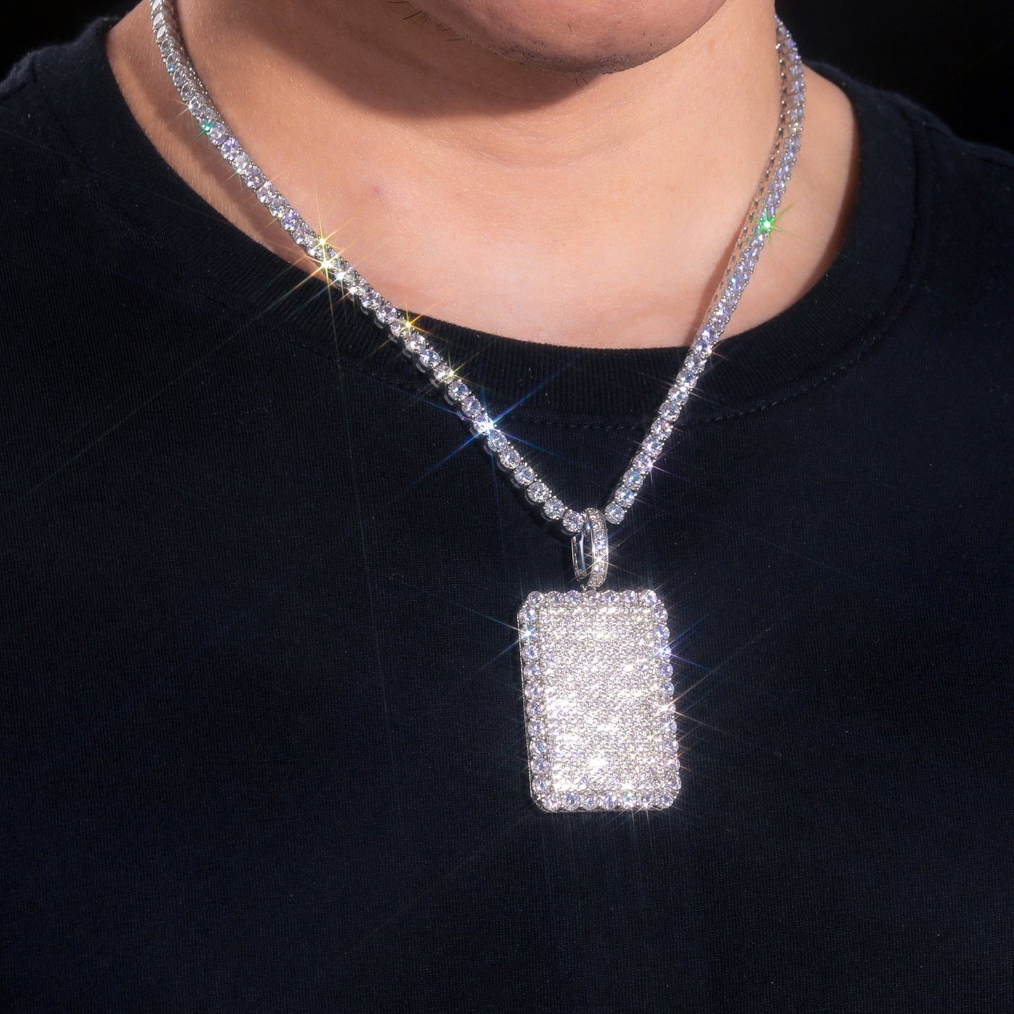 S925 Streamline Tag Moissanite Diamond Pendant
