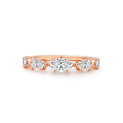 Single Shared Prong Oval Cut Moissanite Band