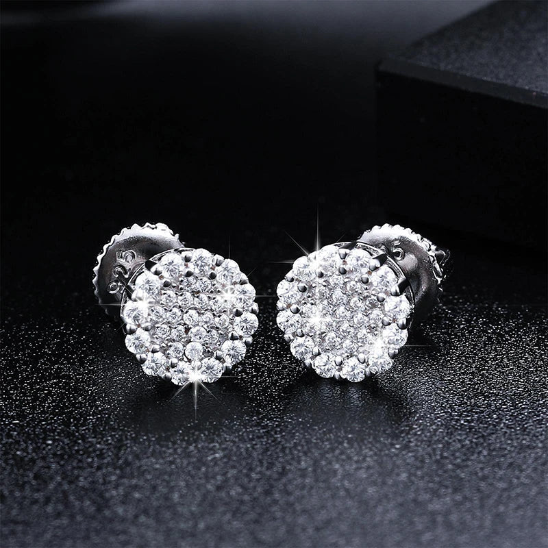 S925 Moissanite Diamond Halo Stud Earrings