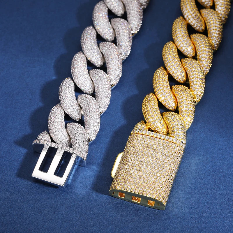 20mm S925 Moissanite Curb Cuban Chain