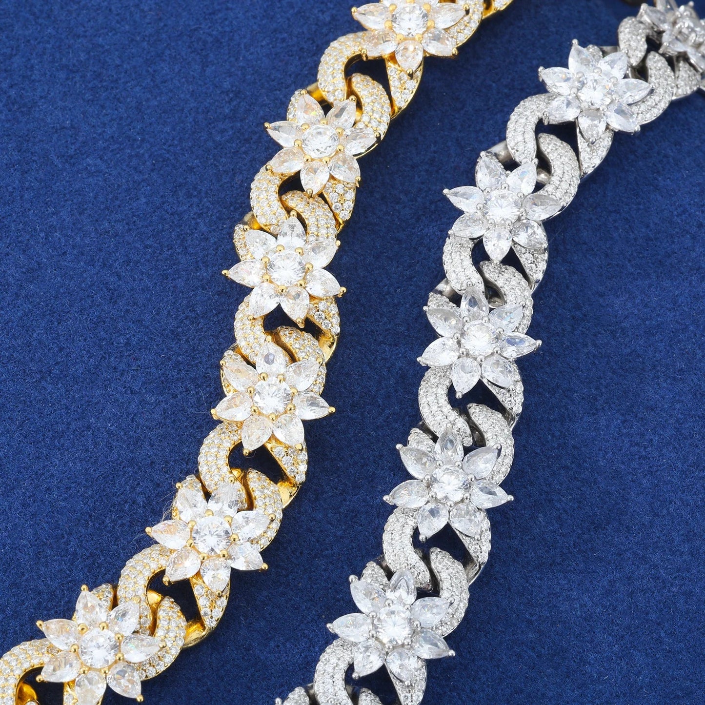 S925 Moissanite Diamond Infinity Link Flower Bracelet