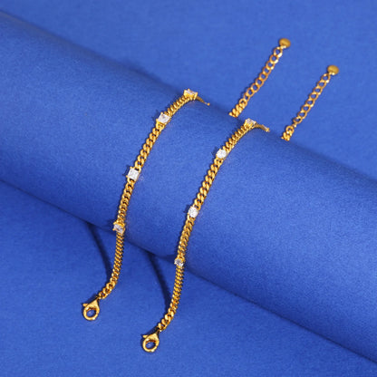 S925 Moissanite Square Diamond Cuban Link Bracelet - 4MM