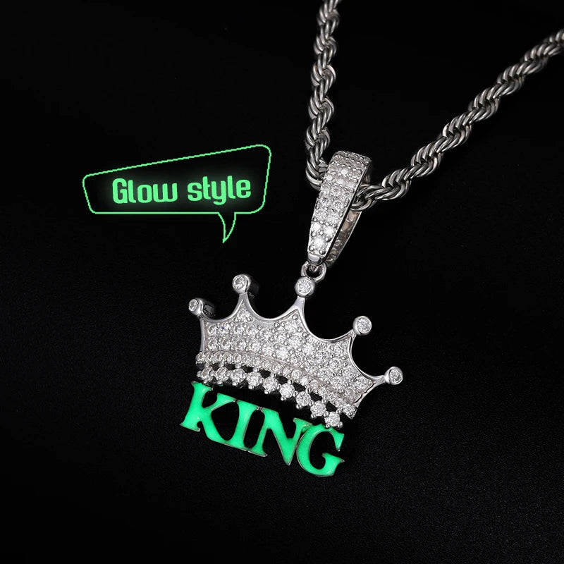 MOISSANITE CROWN KING PENDANT
