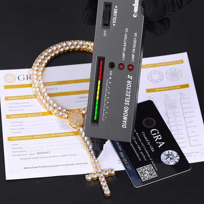 5MM Iced Out Tennis Cross Dropped Link Chain Necklace