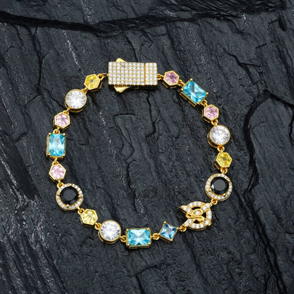 S925 Moissanite Colored Gemstone Tennis Bracelet - 12mm