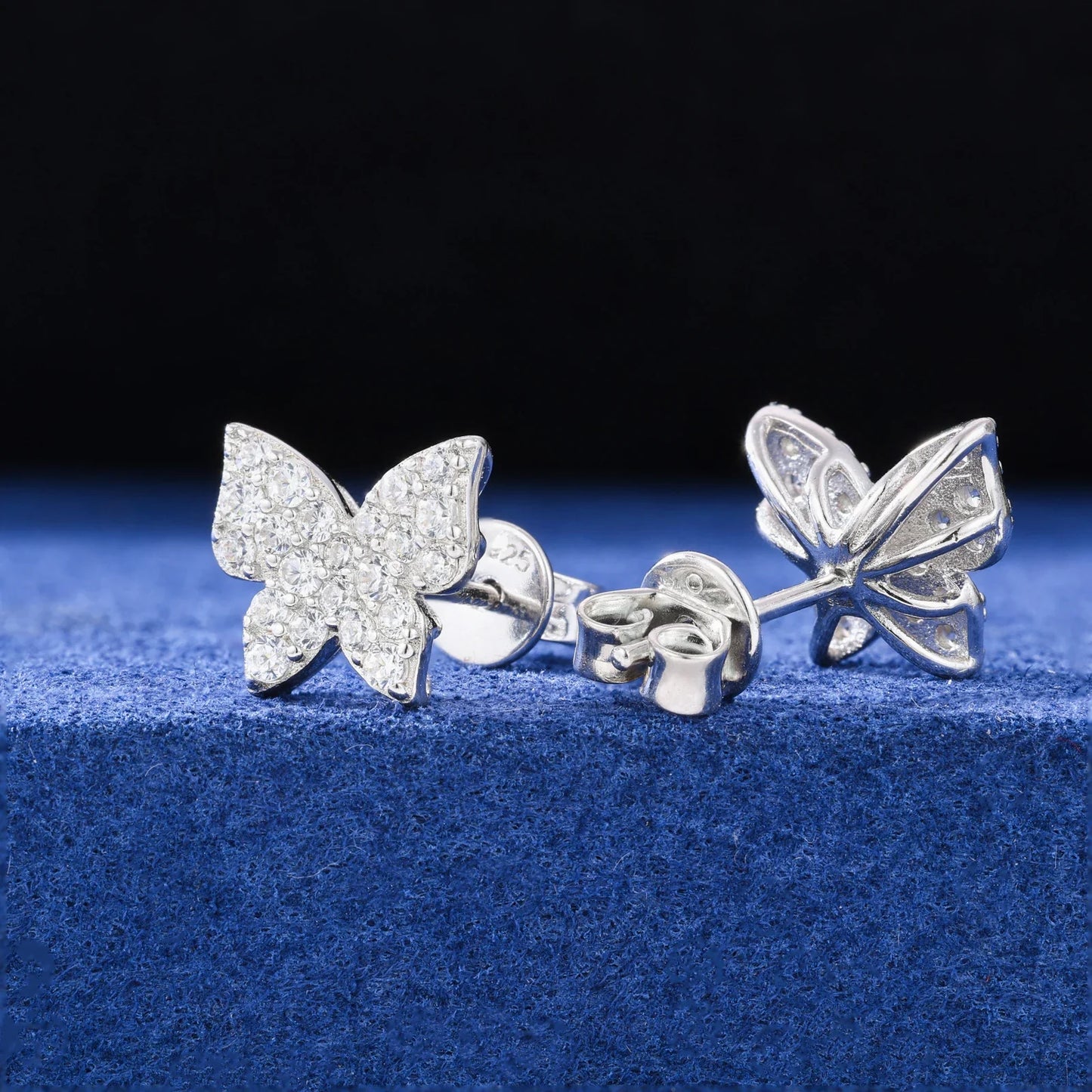 S925 Moissanite Butterfly Stud Earrings