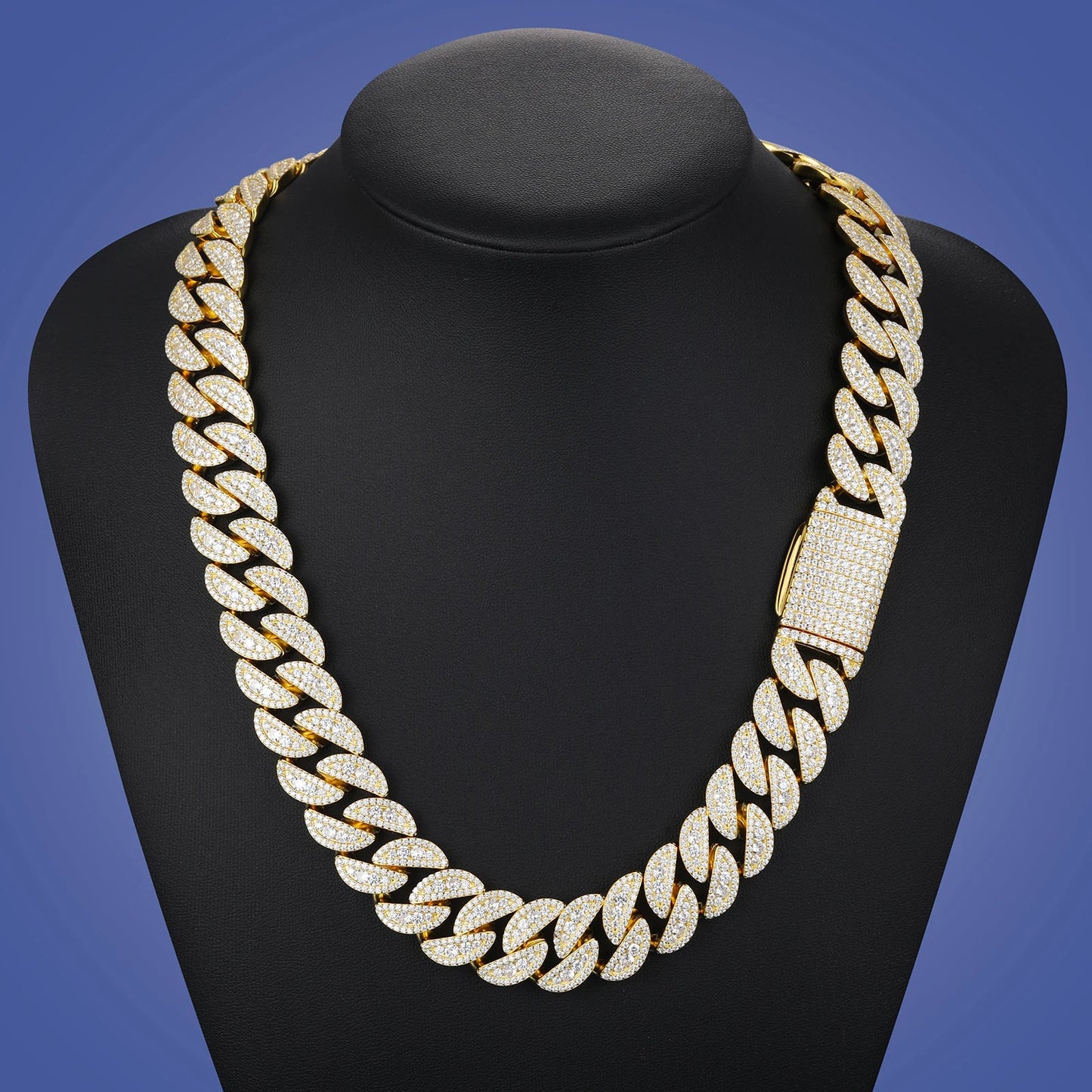 12-22mm S925 Moissanite Raised Curb Cuban Chain