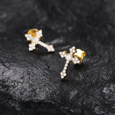 S925 Moissanite Dripping Cross Stud Earrings