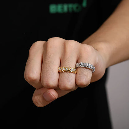 S925 Cross Infinity Tennis Ring - Gold/White Gold