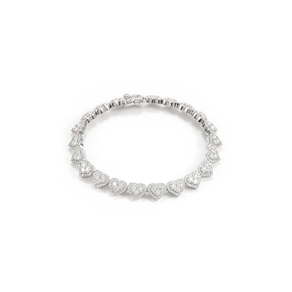 8mm S925 Moissanite Heart Shape Diamond Bracelet - White Gold