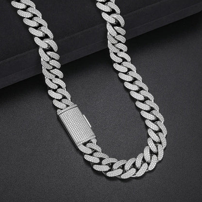 15mm S925 Moissanite Curb Cuban Chain