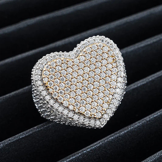 S925 Moissanite Layered Heart Ring