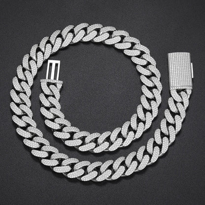 15mm S925 Moissanite Curb Cuban Chain