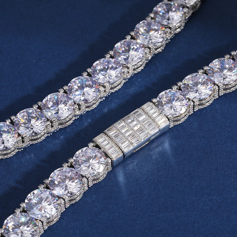 10/15mm S925 Moissanite Round Cut Tennis Chain