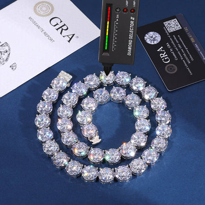 10/15mm S925 Moissanite Round Cut Tennis Chain