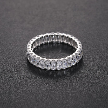 S925 Moissanite Emerald Cut Eternity Band Ring