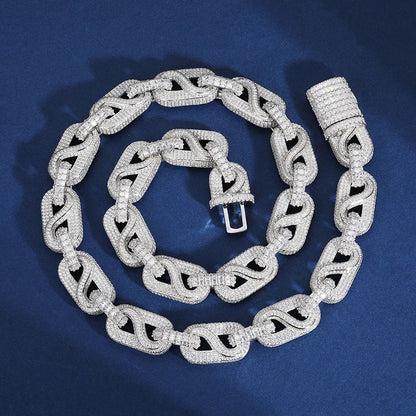 14mm S925 Moissanite Infinity Mariner Link Chain