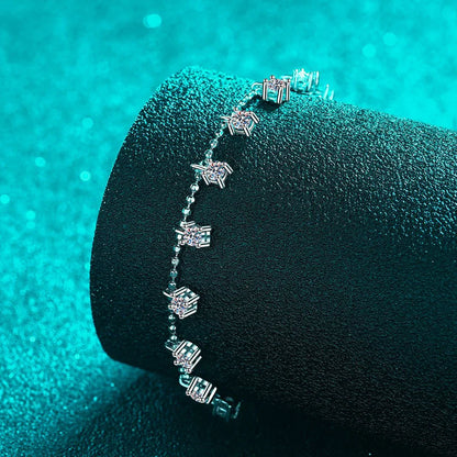 Women's S925 Moissanite Diamond Dangle Princess Bracelet - 4mm