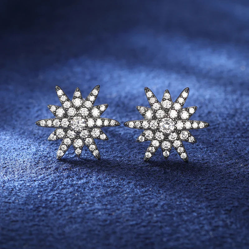 S925 Moissanite Twelve-Pointed Star Earrings