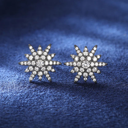 S925 Moissanite Twelve-Pointed Star Earrings