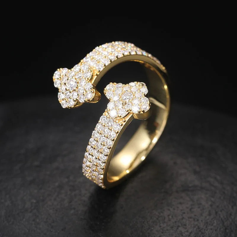 S925 Moissanite Clover Ring