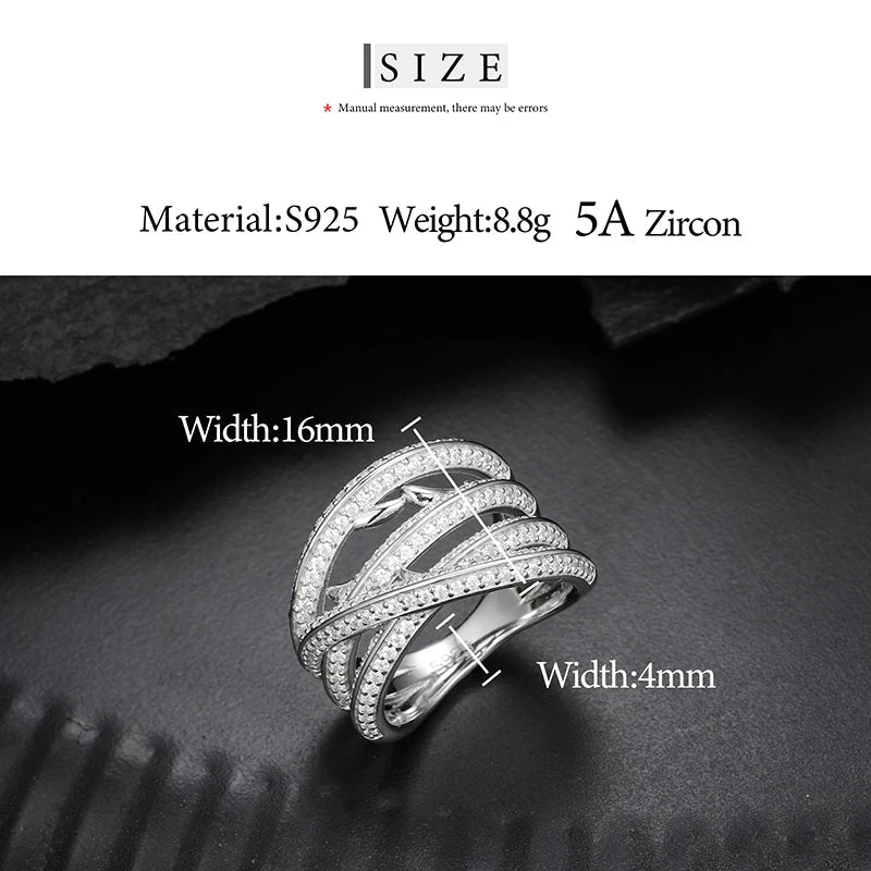 S925 Moissanite Intertwined Thorn Ring - White Gold