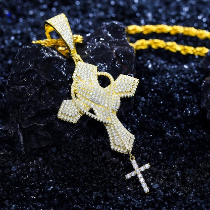 VVS Moissanite Praying Hands Cross Pendant