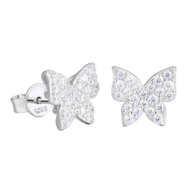 S925 Moissanite Butterfly Stud Earrings