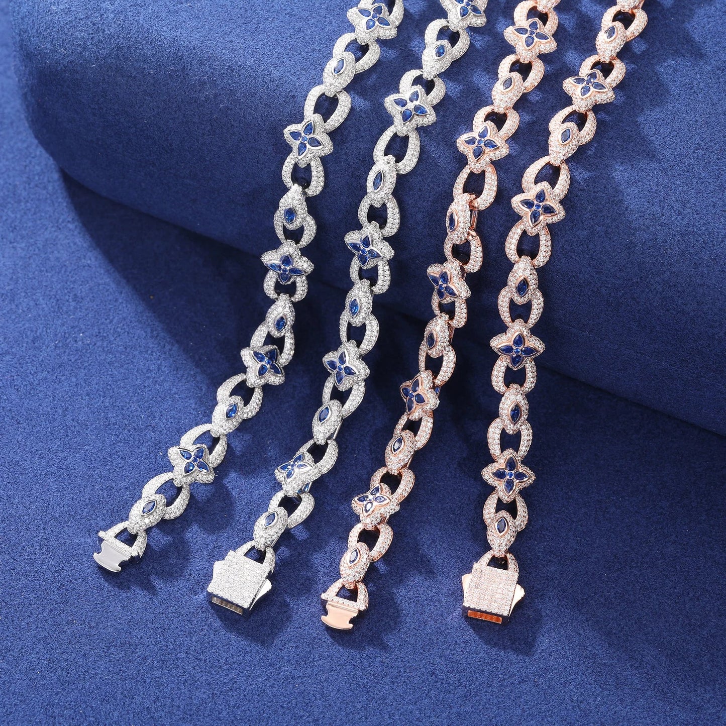 S925 Moissanite Flower Devil Eye Diamond Link Bracelet or Necklace