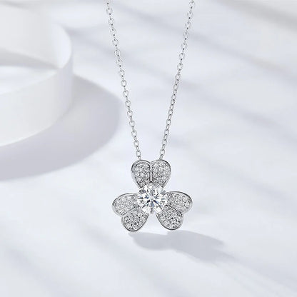Women's S925 Fully Moissanite Original Flower Earrings & Necklace Set