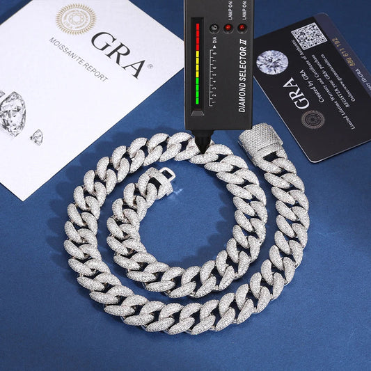 16mm S925 Moissanite Curb Cuban Chain