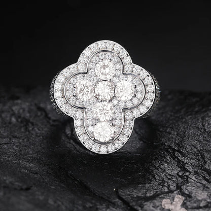 S925 Round Cut Tennis Cross Gemstone Moissanite Diamond Ring