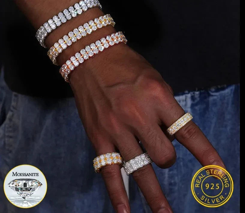 S925 2 ROWS MOISSANITE DIAMOND TENNIS BRACELET