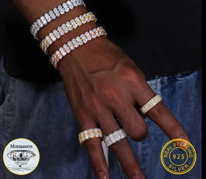 S925 2 ROWS MOISSANITE DIAMOND TENNIS BRACELET
