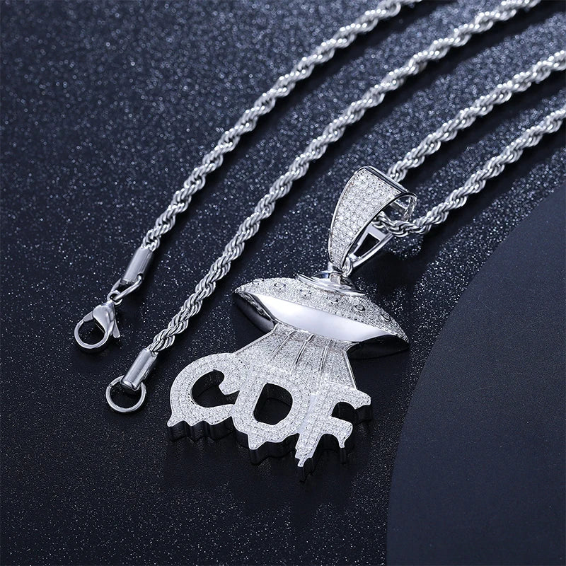 S925 Moissanite UFO CDF Spaceship Pendant
