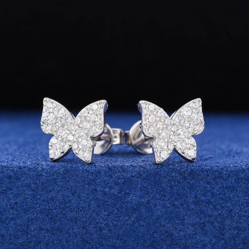 S925 Moissanite Butterfly Stud Earrings