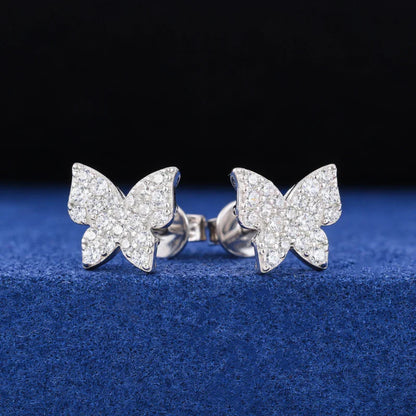 S925 Moissanite Butterfly Stud Earrings