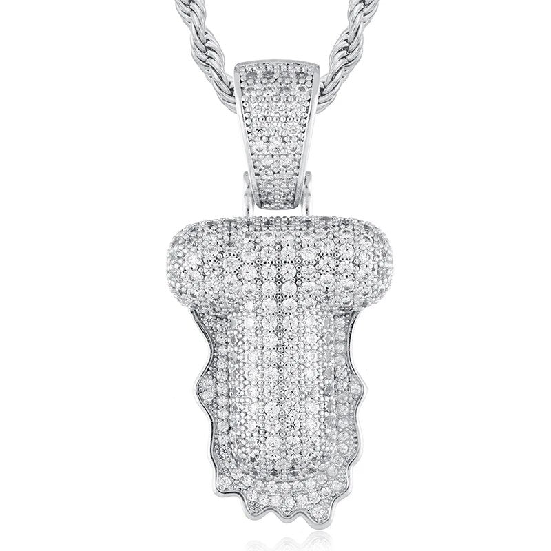 925 Sterling Silver Moissanite Bubbler Micro Paved A-Z Letter Pendant