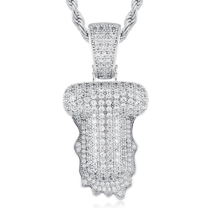 925 Sterling Silver Moissanite Bubbler Micro Paved A-Z Letter Pendant