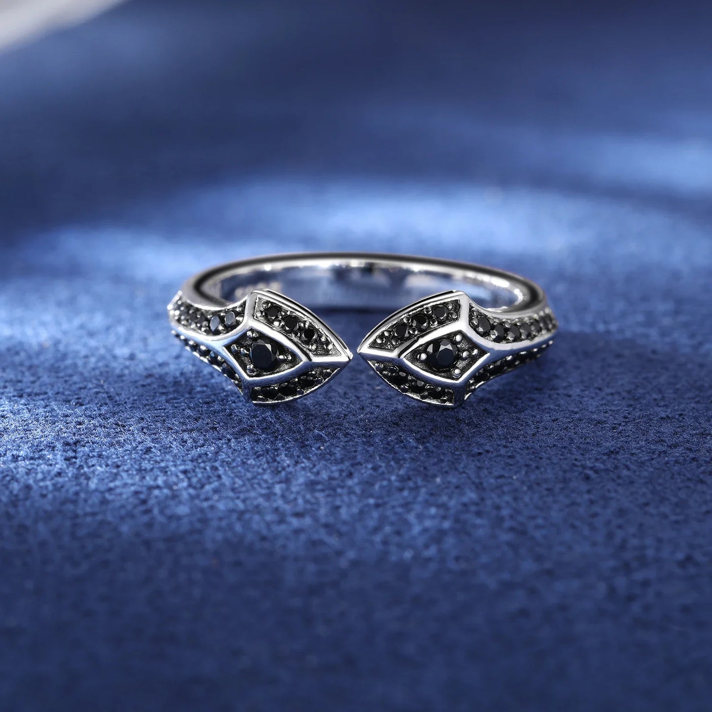 S925 Black Moissanite Dual Shield Ring