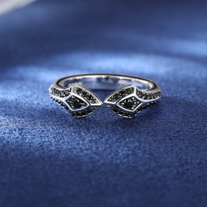 S925 Black Moissanite Dual Shield Ring