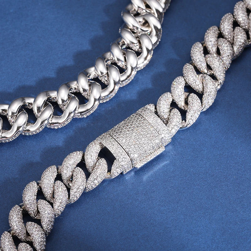 16mm S925 Moissanite Curb Cuban Chain