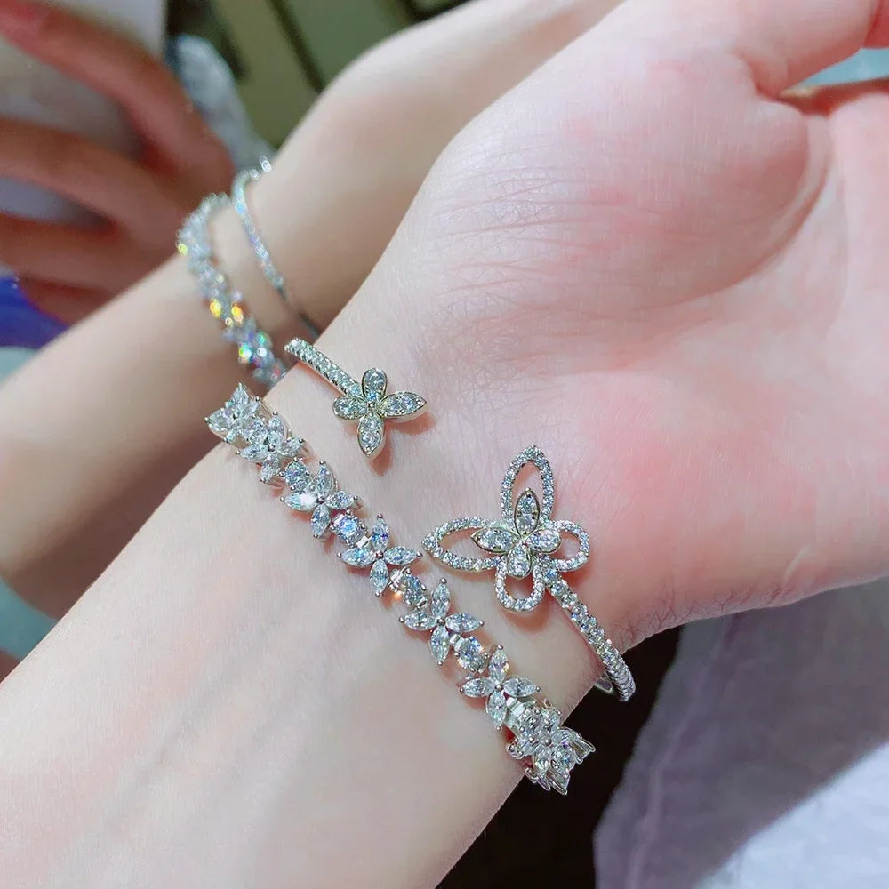 Women's S925 Moissanite Butterfly Link Bracelet