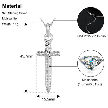 S925 Moissanite Vintage Sword Pendant