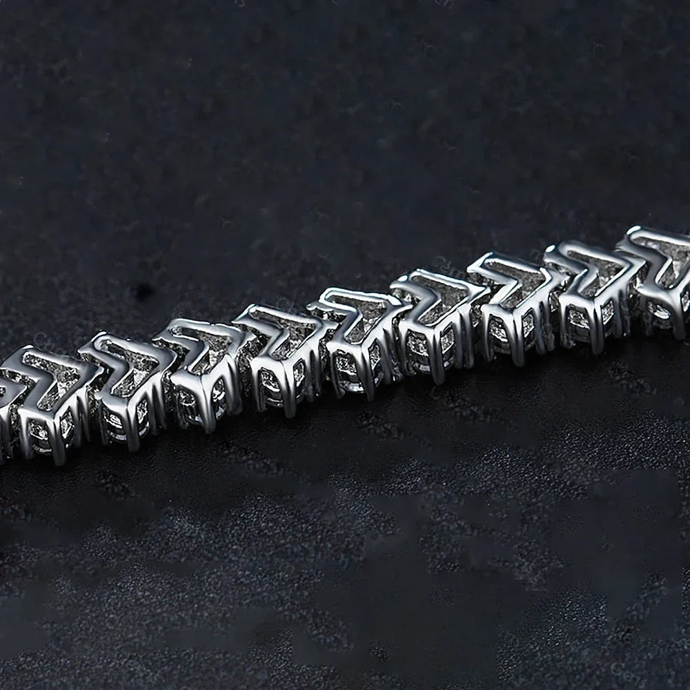 Women's S925 Moissanite V Link Baguette Tennis Diamond Bracelet