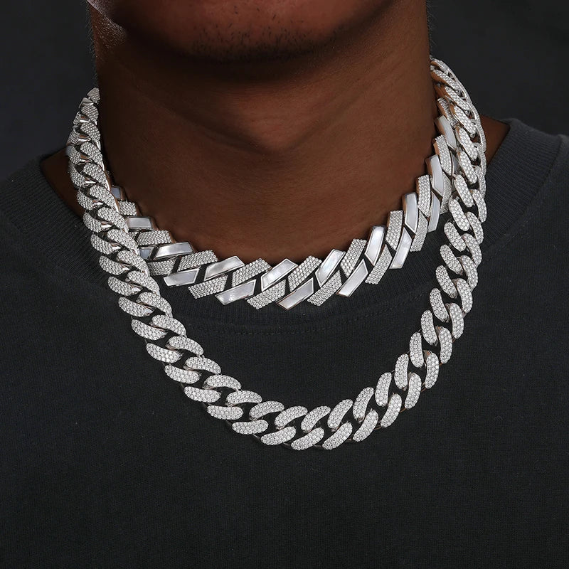 15mm S925 Moissanite Curb Cuban Chain